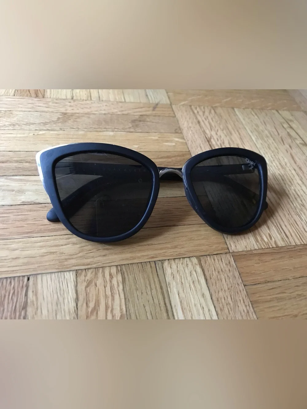 Quay black cat eye sunglasses- My Girl, black lenses/ black matte rim oversized